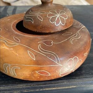 Handcrafted Floral Brown Wooden Art Piece
